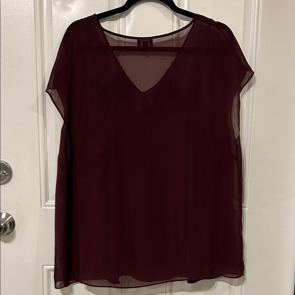 Talbots Deep Burgundy Ruffle Blouse - Picture 4 of 6